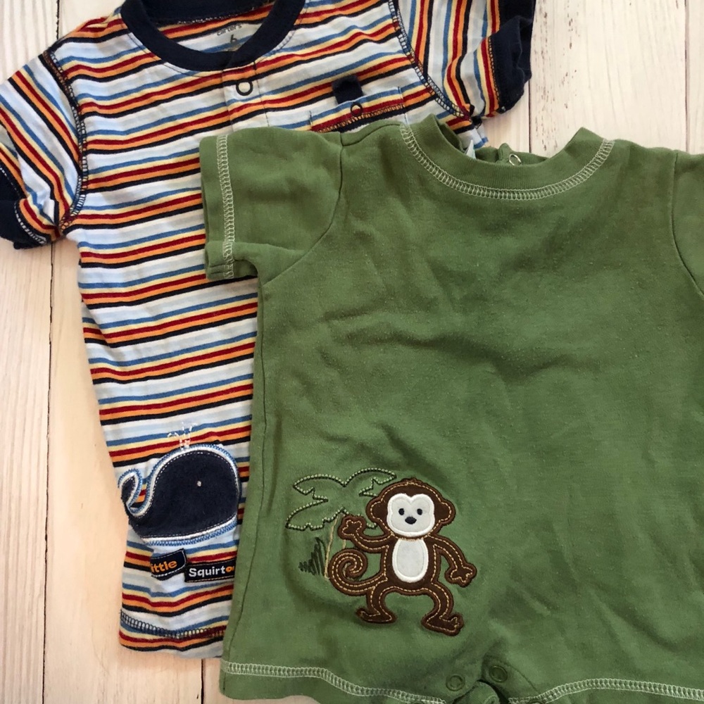 BOYS 3-6MO 2PC ANIMAL CREEPERS BUNDLE